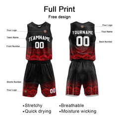 Benutzerdefinierte Rose Rot Reversible Basketball Jersey Personalisierte Name Nummernlogo drucken