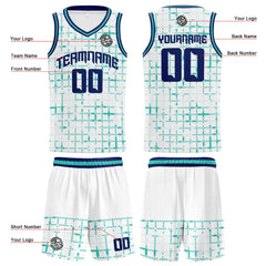 Benutzerdefinierter Weiß Teal Marine Basketball Jersey Uniform Anzug gedruckt Ihr Logo Name Nummer
