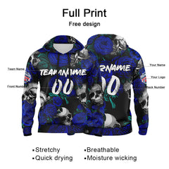 Benutzerdefinierter Sweatshirt-Hoodie für Mann, Frau, Mädchen, Junge. Drucken Sie Ihr Logo, Ihren Namen und Ihre Nummer Royal