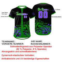 Benutzerdefiniert Schwarz Grün Personalisierter Baseball Jersey mit Farbverlauf Team Uniform mit Namen und Nummer