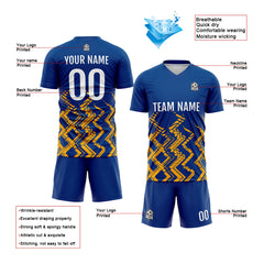 Benutzerdefinierte Blau Orange Fußball Trikots für Männer Frauen Personalisierte Fußball Uniformen für Erwachsene und Kind
