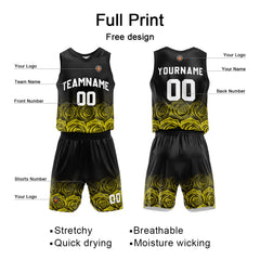 Benutzerdefinierte Rose Gelb Reversible Basketball Jersey Personalisierte Name Nummernlogo drucken