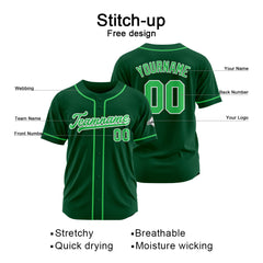Benutzerdefinierte Authentisch Baseball-Trikot Dunkelgrün-Grün