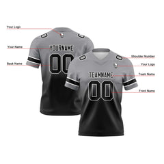 Benutzerdefinierte Grau Schwarz Reversibel Genäht Fußball Trikot Personalisierte Gradient Fußball Shirts für Männer gedruckt Team Name Nummer Logo