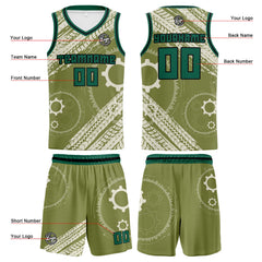 Benutzerdefinierter Khaki Grün Basketball Jersey Uniform Anzug gedruckt Ihr Logo Name Nummer