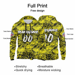 Benutzerdefinierter Sweatshirt-Hoodie für Mann, Frau, Mädchen, Junge. Drucken Sie Ihr Logo, Ihren Namen und Ihre Nummer Gelb