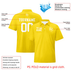 Benutzerdefinierte Gelb Weiß Fußball Polo-Shirts Fügen Sie Ihr Einzigartiges hinzu Logo/Name/Nummer