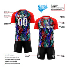 Benutzerdefinierte Schwarz Rot Fußball Trikots für Männer Frauen Personalisierte Fußball Uniformen für Erwachsene und Kind