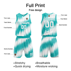 Benutzerdefinierte Teal Reversible Basketball Jersey Personalisierte Name Nummernlogo drucken