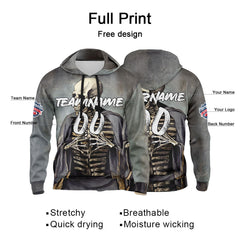 Benutzerdefinierter Sweatshirt-Hoodie für Mann, Frau, Mädchen, Junge. Drucken Sie Ihr Logo, Ihren Namen und Ihre Nummer Pastor Skelett