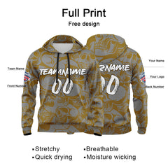 Benutzerdefinierter Sweatshirt-Hoodie für Mann, Frau, Mädchen, Junge. Drucken Sie Ihr Logo, Ihren Namen und Ihre Nummer Braun&Grau