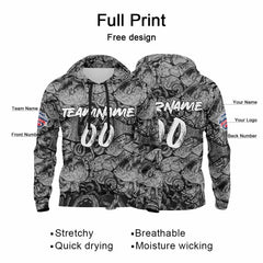 Benutzerdefinierter Sweatshirt-Hoodie für Mann, Frau, Mädchen, Junge. Drucken Sie Ihr Logo, Ihren Namen und Ihre Nummer Grau