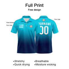 Benutzerdefinierte Hellblau Marine Fußball Polo-Shirts Fügen Sie Ihr Einzigartiges hinzu Logo/Name/Nummer