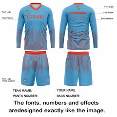 Kundenspezifisches Himmelblau Orange Rot Basketball Fußball Schießen langes T-Shirt für Erwachsene und Kinder