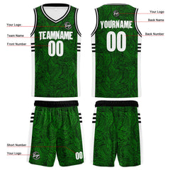 Benutzerdefinierter Schwarz Grün Basketball Jersey Uniform Anzug gedruckt Ihr Logo Name Nummer