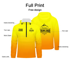 Anpassbare Gelb Orange Winddichte Softshell Kapuzenjacke - Vollverschluss, Logo- & Text-Druck