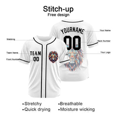 Benutzerdefinierte Baseball Jersey Personalisierte Baseball Shirt genäht und Druck Weiß