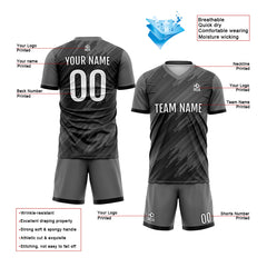 Benutzerdefinierte Grau Fußball Trikots für Männer Frauen Personalisierte Fußball Uniformen für Erwachsene und Kind