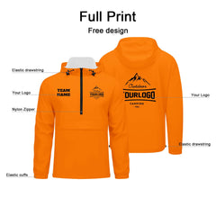 Anpassbare Orange Winddichte Softshell Kapuzenjacke - Vollverschluss, Logo- & Text-Druck