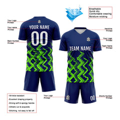 Benutzerdefinierte Marine Neon Grün Fußball Trikots für Männer Frauen Personalisierte Fußball Uniformen für Erwachsene und Kind