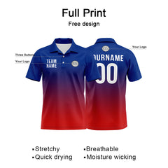 Benutzerdefinierte Königliche Rot Fußball Polo-Shirts Fügen Sie Ihr Einzigartiges hinzu Logo/Name/Nummer