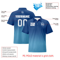 Benutzerdefinierte Blau Lichtblau Fußball Gradient Polo-Shirts Fügen Sie Ihr Einzigartiges hinzu Logo/Name/Nummer