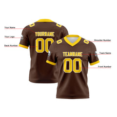Benutzerdefinierte Braun Gelb Fußball Trikots Personalisierter Name Nummer Logo