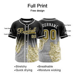 Benutzerdefiniert Schwarz Grau Gelb Baseball Uniformen Drucken für Jungs Mädchen und Kinder Machen Ihr Team Mehr Vielfältig