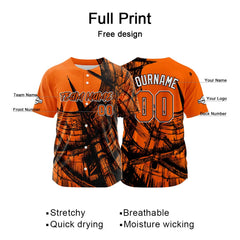 Benutzerdefinierte Baseball Jersey Personalisierte Baseball Shirt genäht und Druck Orange