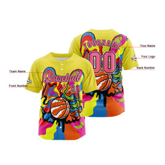 Benutzerdefiniert Gelb Baseball Uniformen Drucken für Jungs Mädchen und Kinder Machen Ihr Team Mehr Vielfältig