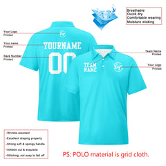 Benutzerdefinierte Cyan Weiß Fußball Polo-Shirts Fügen Sie Ihr Einzigartiges hinzu Logo/Name/Nummer