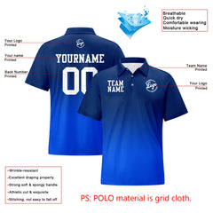 Benutzerdefinierte Marineblau Fußball Gradient Polo-Shirts Fügen Sie Ihr Einzigartiges hinzu Logo/Name/Nummer
