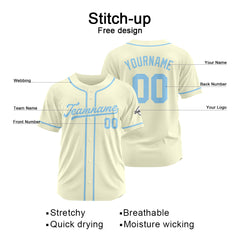 Benutzerdefinierte Authentisch Baseball-Trikot Creme-Hellblau
