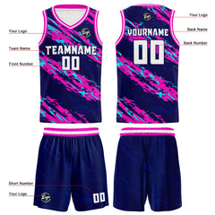 Benutzerdefinierter Marine Rosa Basketball Jersey Uniform Anzug gedruckt Ihr Logo Name Nummer