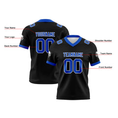 Benutzerdefinierte Schwarz Blau Fußball Trikots Personalisierter Name Nummer Logo