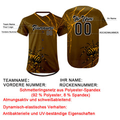 Benutzerdefiniert Braun Gelb Personalisierter Baseball Jersey mit Farbverlauf Team Uniform mit Namen und Nummer