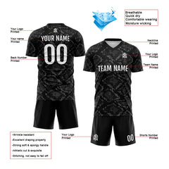 Benutzerdefinierte Schwarz Fußball Trikots für Männer Frauen Personalisierte Fußball Uniformen für Erwachsene und Kind