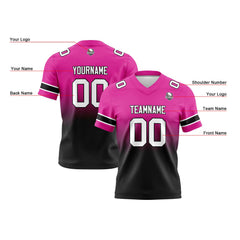 Benutzerdefinierte Rose & Schwarz Gradient Fußball Trikots Personalisierter Name Nummer Logo