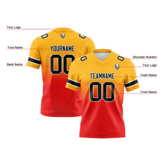 Benutzerdefinierte Hellorange Rot Gradient Fußball Trikots Personalisierter Name Nummer Logo