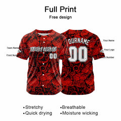 Benutzerdefinierte Baseball Jersey Personalisierte Baseball Shirt genäht und Druck Rot