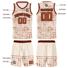 Benutzerdefinierte Creme Rotbraun Reversible Basketball Jersey Personalisierte Print Name Nummer Logo