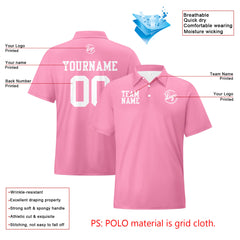 Benutzerdefinierte Rosa Weiß Fußball Polo-Shirts Fügen Sie Ihr Einzigartiges hinzu Logo/Name/Nummer