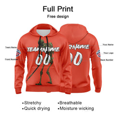 Benutzerdefinierter Sweatshirt-Hoodie für Mann, Frau, Mädchen, Junge. Drucken Sie Ihr Logo, Ihren Namen und Ihre Nummer Orange