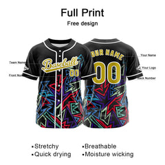 Benutzerdefiniert Schwarz Gelb Baseball Uniformen Drucken für Jungs Mädchen und Kinder Machen Ihr Team Mehr Vielfältig