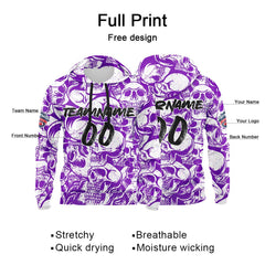 Benutzerdefinierter Sweatshirt-Hoodie für Mann, Frau, Mädchen, Junge. Drucken Sie Ihr Logo, Ihren Namen und Ihre Nummer Lila&Weiß