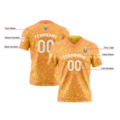 Benutzerdefinierte Gelb Orange Reversibel Fußball Trikot Personalisierte Gradient Fußball Shirts für Männer gedruckt Team Name Nummer Logo