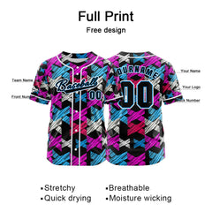 Benutzerdefiniert Schwarz Rosa Baseball Uniformen Drucken für Jungs Mädchen und Kinder Machen Ihr Team Mehr Vielfältig
