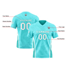 Benutzerdefinierte Cyan Reversibel Fußball Trikot Personalisierte Gradient Fußball Shirts für Männer gedruckt Team Name Nummer Logo