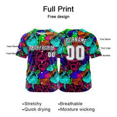 Benutzerdefinierte Baseball Jersey Personalisierte Baseball Shirt genäht und Druck Teal&Rose