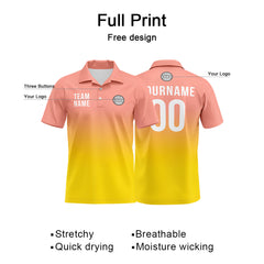 Benutzerdefinierte Lichtrosa Gelb Fußball Polo-Shirts Fügen Sie Ihr Einzigartiges hinzu Logo/Name/Nummer